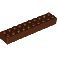 Lego kostka (kostička) 2x10, červeno hnědá (4215429, 4597260, 4617863, 6096716)
